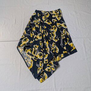 Marni Blue & Yellow Floral Asymmetrical Midi Skirt Size 42 US 6